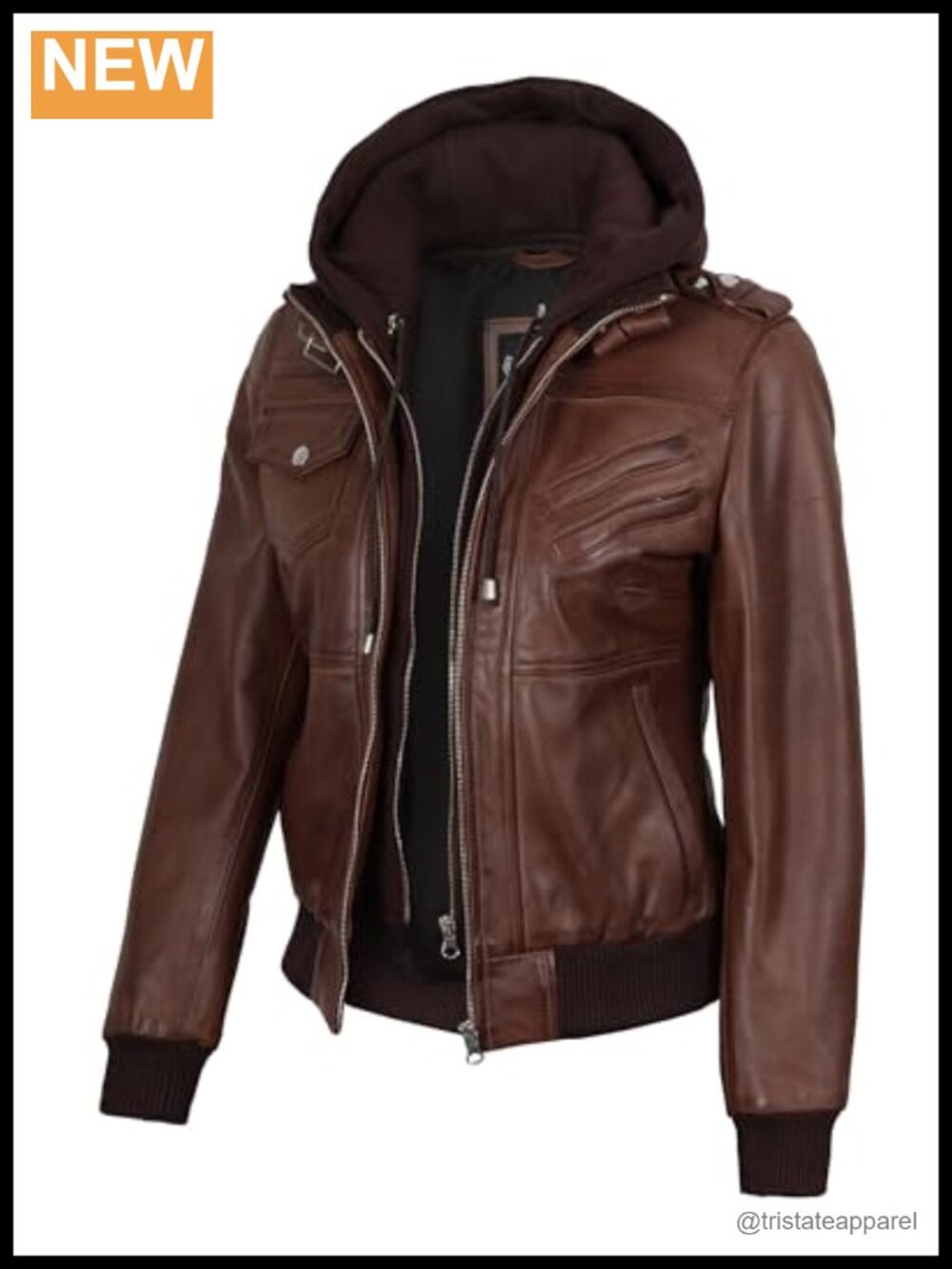 Genuine Lambskin Leather Bomber Jacket Women Detachable Hood